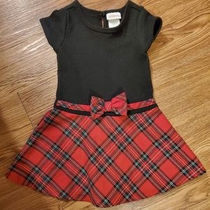 Black dress with plaid skirt and bow